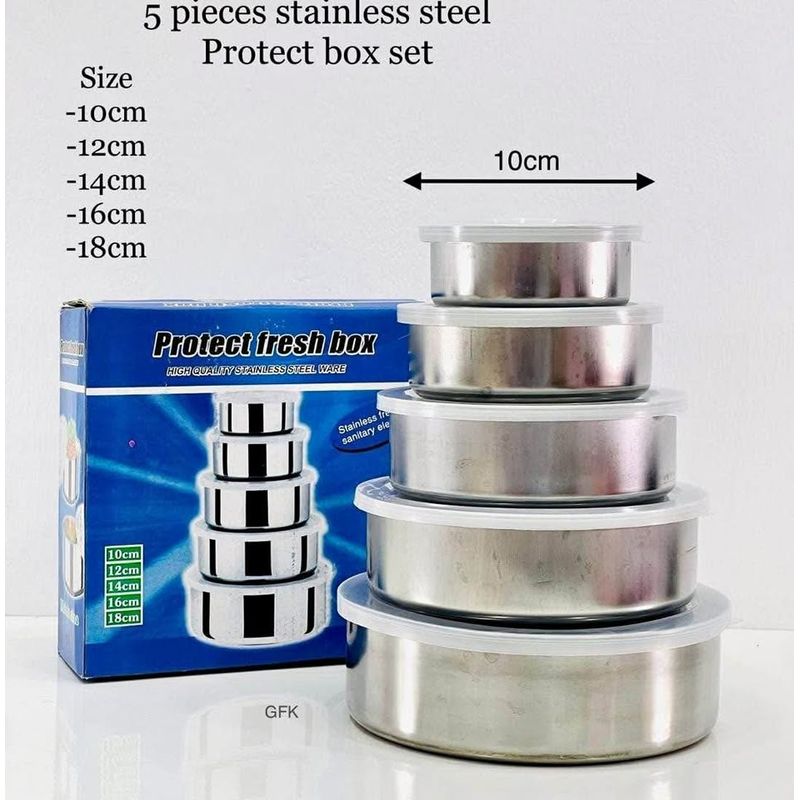 GENERICO - Set de 05 tazones de aluminio con tapa