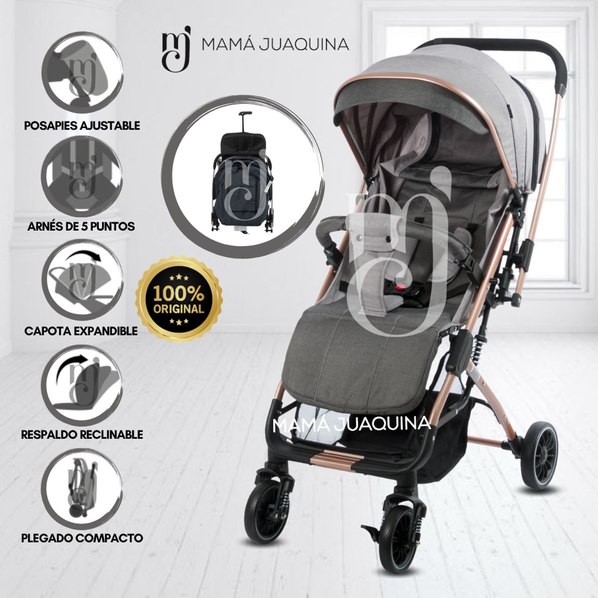 BEAUTIFUL - Coche Maleta para Bebé «PIAMONT» Edición Especial Gray