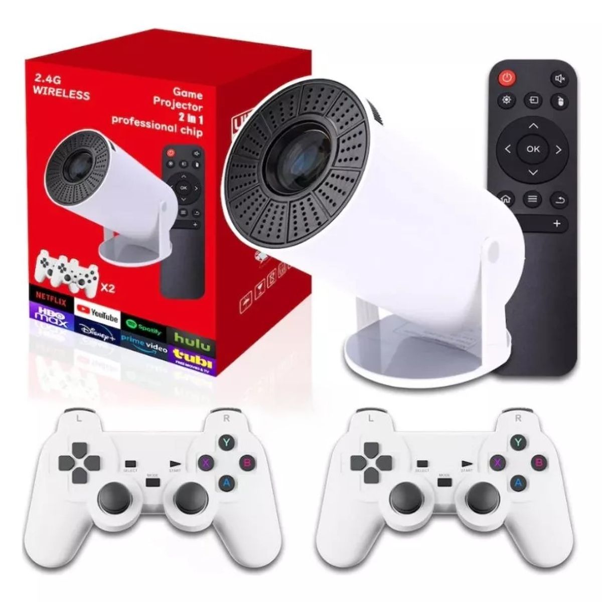 OEM - Proyector Hy300 Gamer Con Juegos 2 Mandos Android Wifi 6 Bluetooth