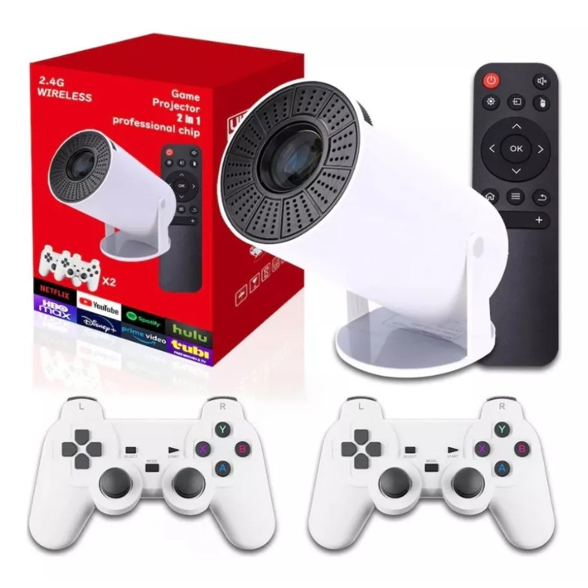 OEM - Proyector Hy300 Gamer Con Juegos 2 Mandos Android Wifi 6 Bluetooth