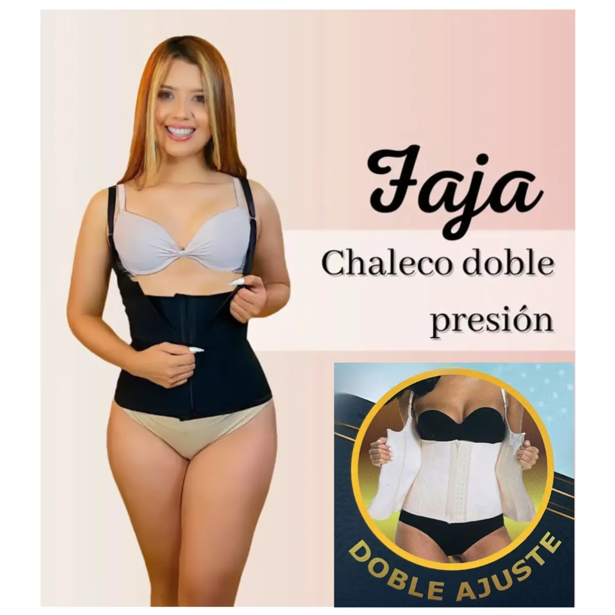 CONFORT - Faja Chaleco Doble Presión de Tirantes Removibles Colombiana