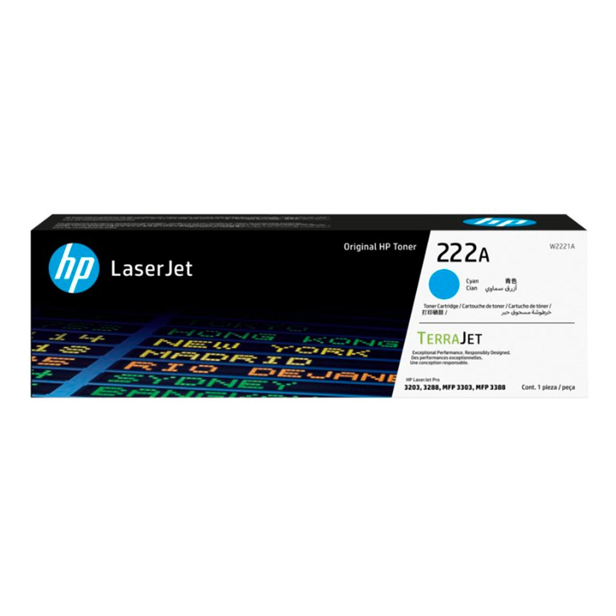 HP - TONER HP W2221A 222A LJ M3303 CYAN 1200 PGS PN W2221A