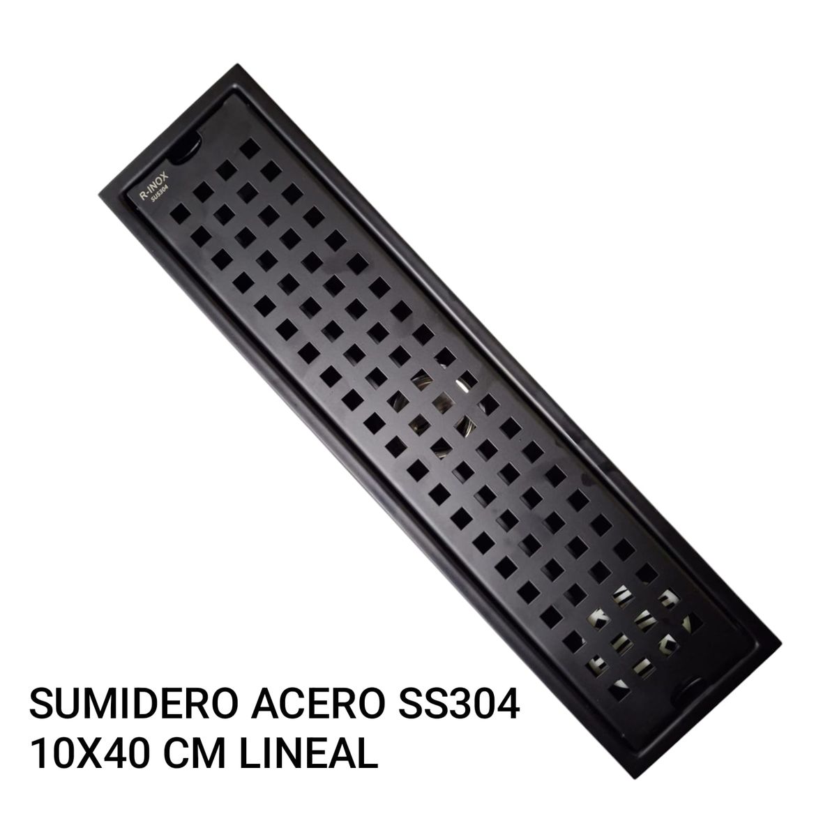 GENERICO - Sumidero Drenaje Lineal Acero Inoxidable SS304 10x40cm Negro Mate