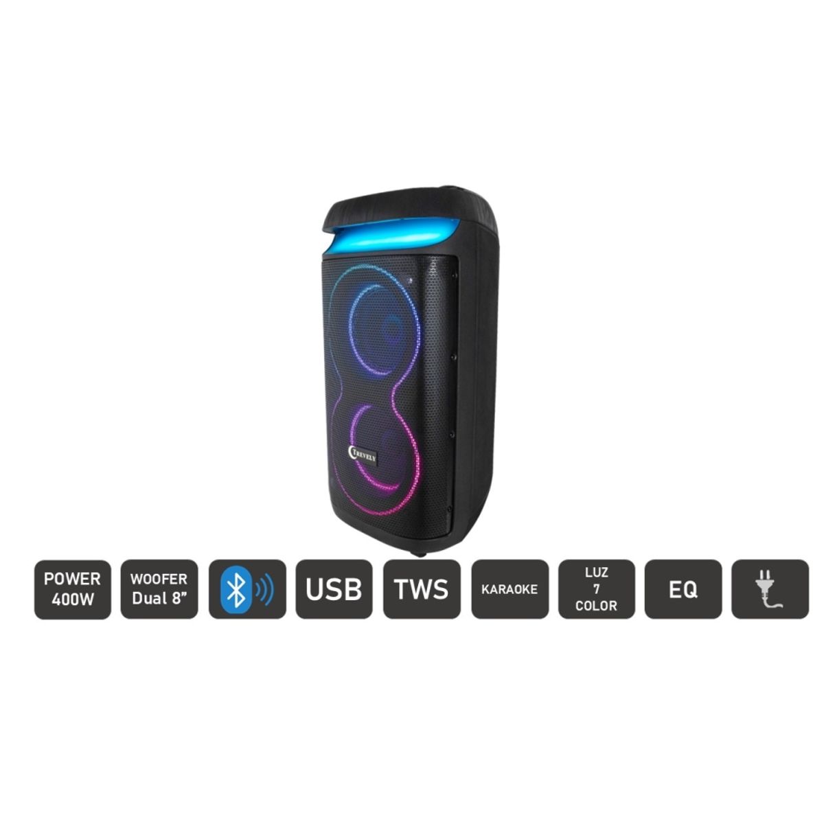 TREVELY - Parlante dual 8 Bluetooth TREVELY WT-860 - Karaoke - 400W