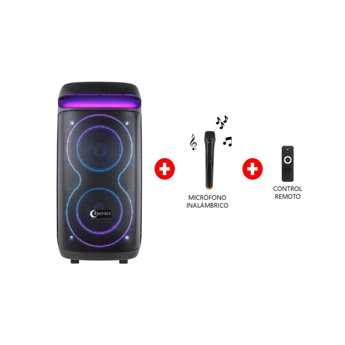 TREVELY - Parlante dual 8 Bluetooth TREVELY WT-860 - Karaoke - 400W