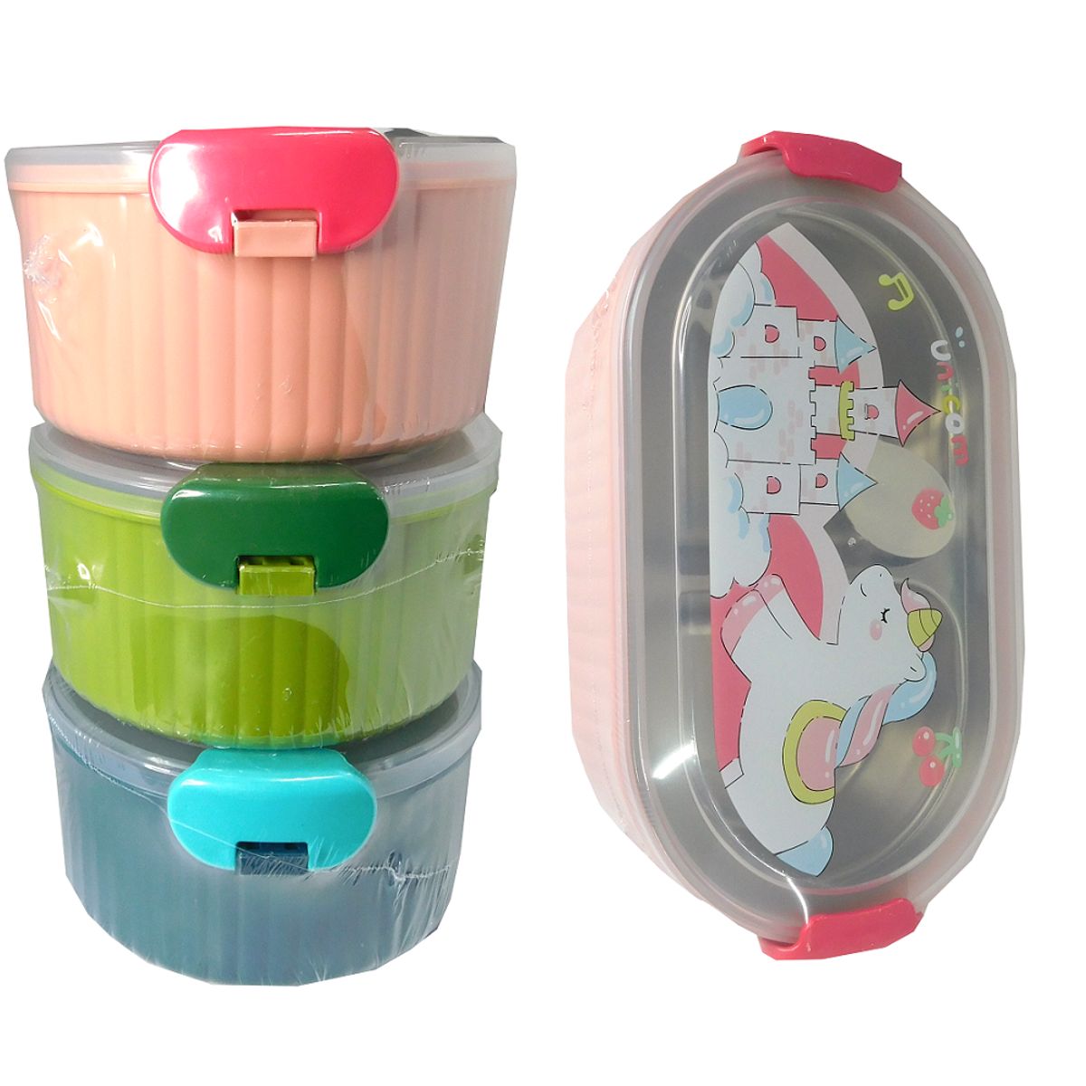 GENERICO - Taper fiambrero 2 compartimentos con cubierto - Niñas