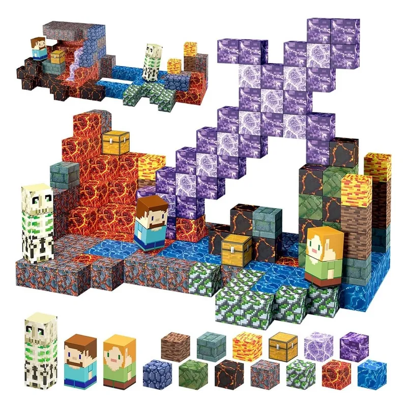 MAGNETI BLOCK - Set Bloques magnéticos Minecraft cubos imanes 213 PIEZAS