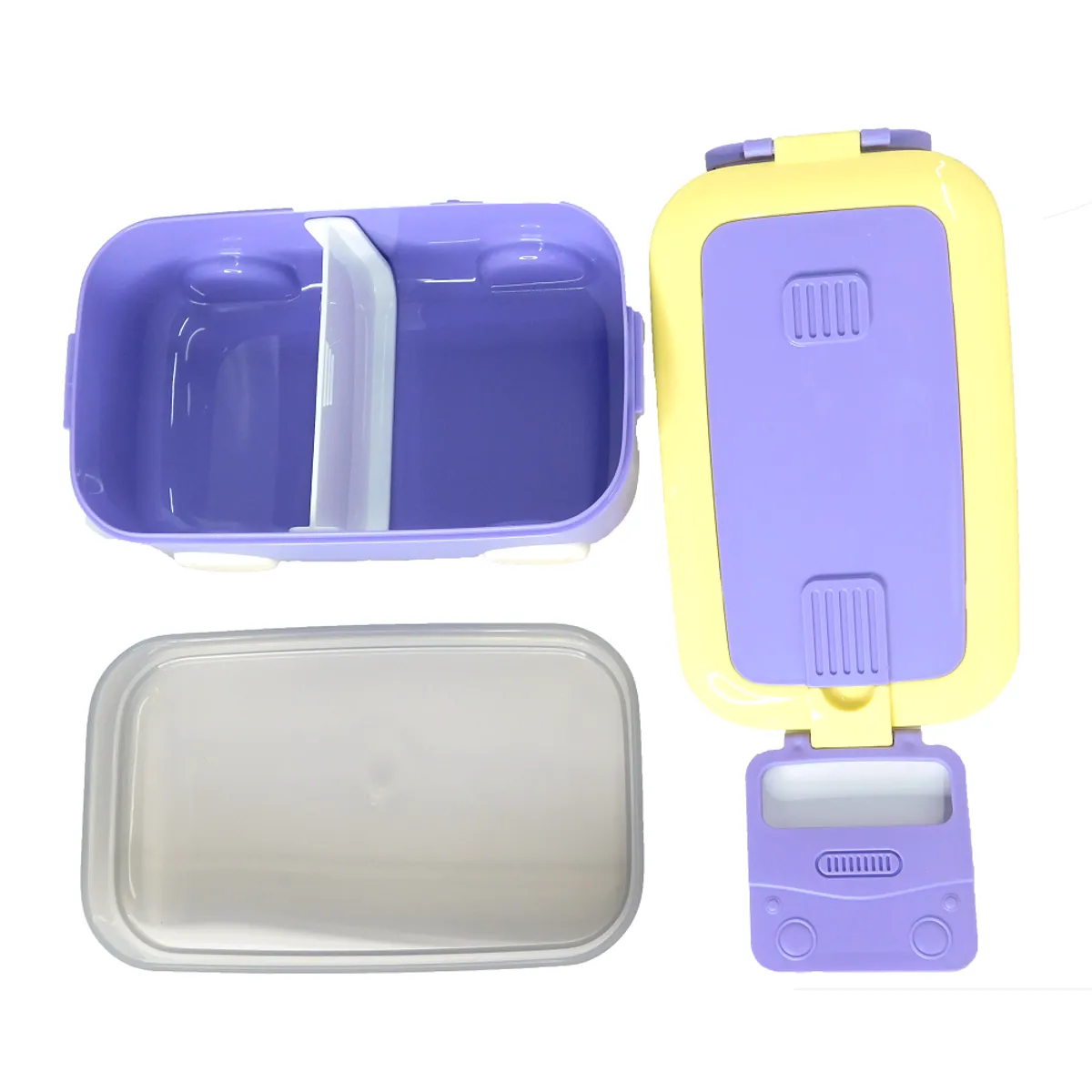 GENERICO - Taper fiambrero 2 divisiones con tapa modelo carrito Morado