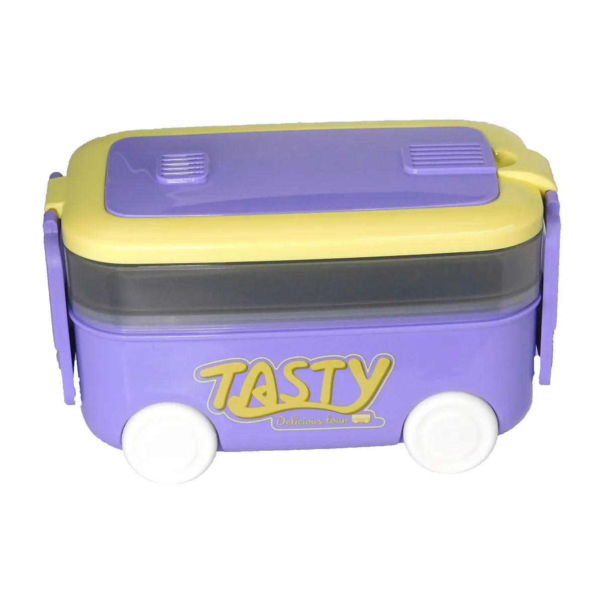 GENERICO - Taper fiambrero 2 divisiones con tapa modelo carrito Morado