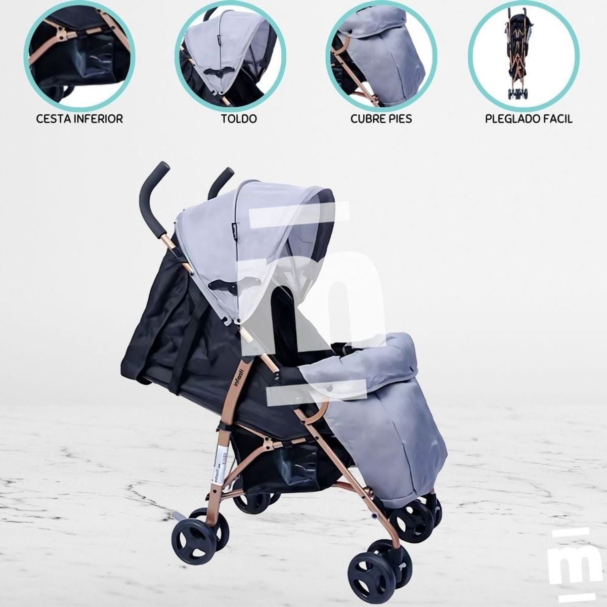 INFANTI - Coche Bastón «Trento» Gris