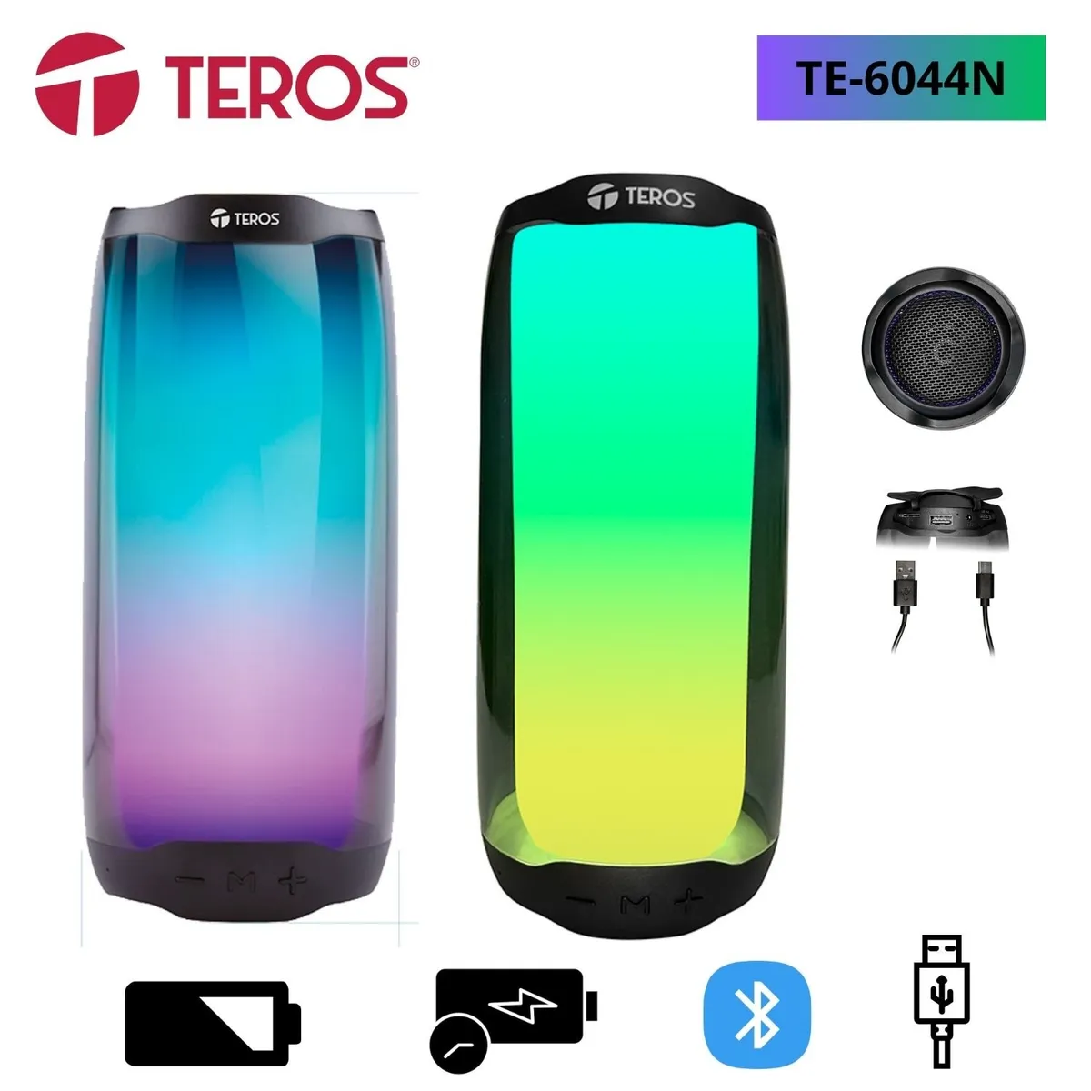 TEROS - Parlante inalambrico TEROS CON ILUMINACION LED-TE-6044N
