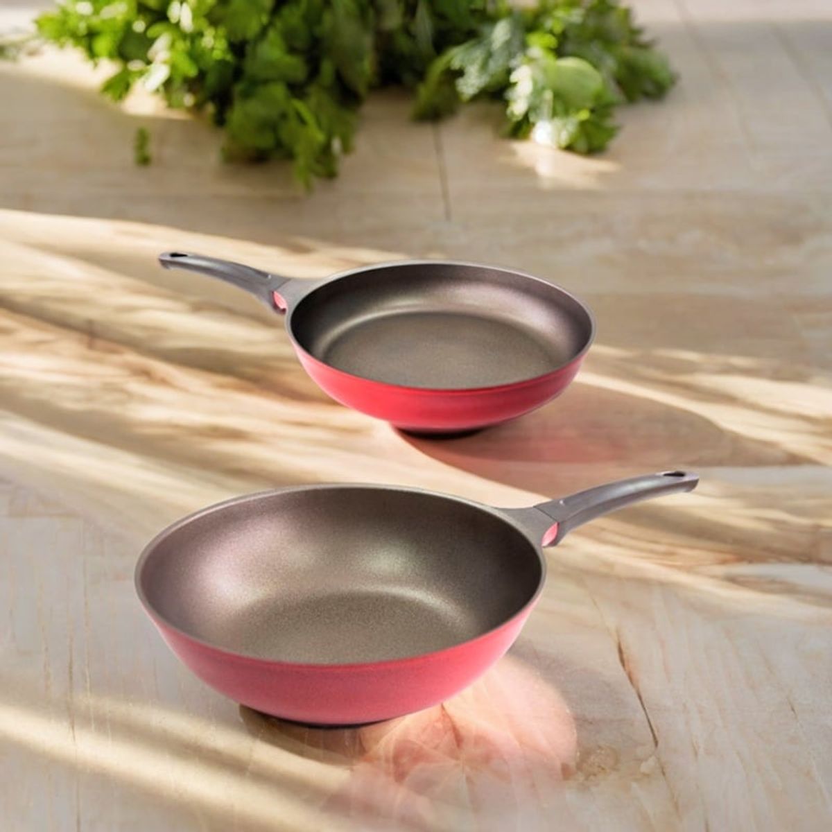 ROICHEN - Pack - sarten 30cm rojo + wok rojo 30cm