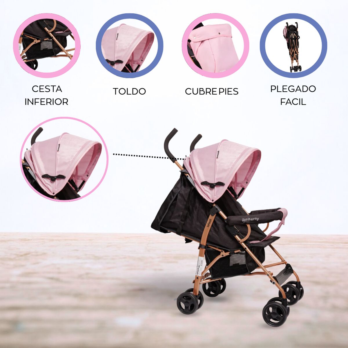 INFANTI - Coche Bastón «Trento» Rosa