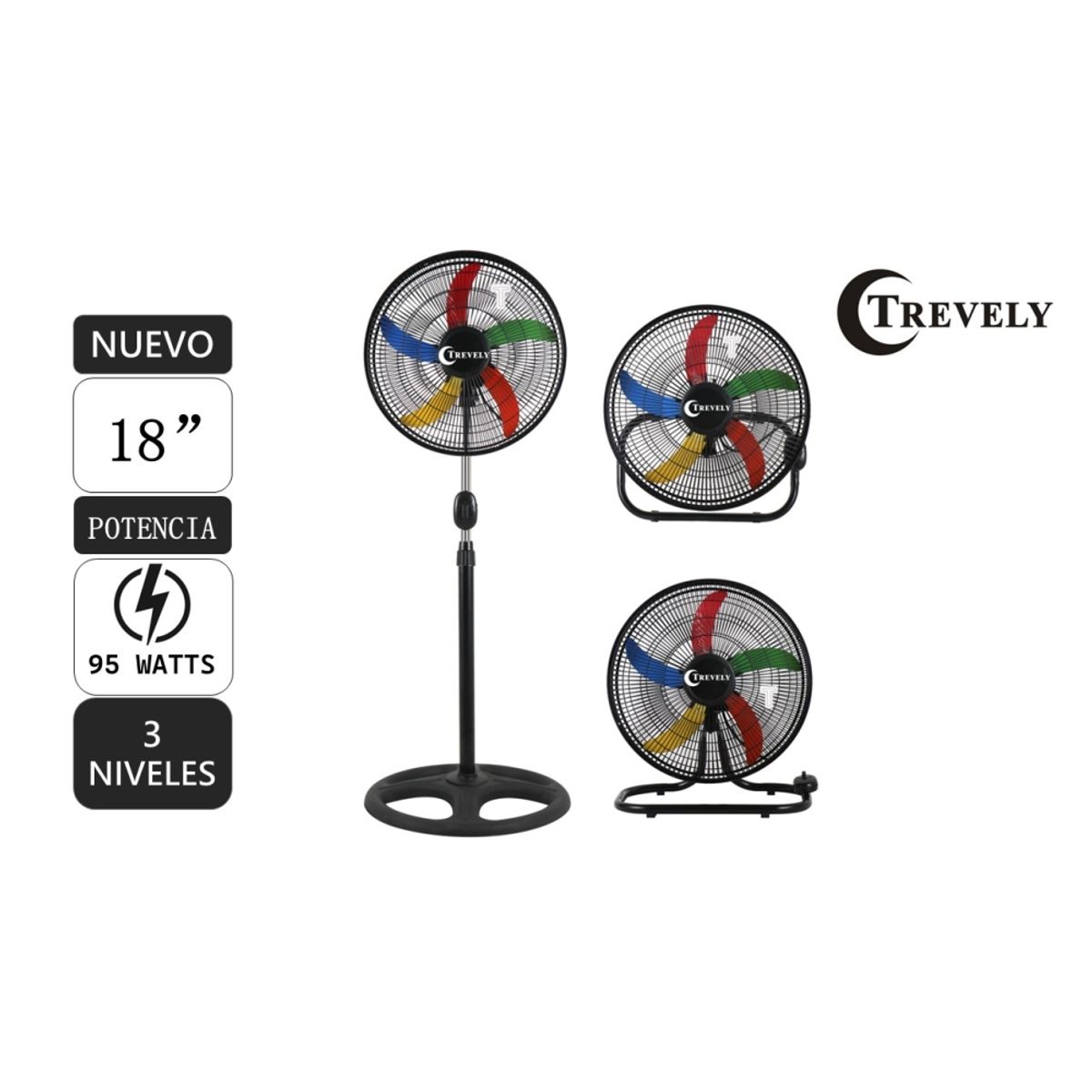 TREVELY - Ventilador 3 en 1 18" TREVELY VT-1832 - multicolor - 90W