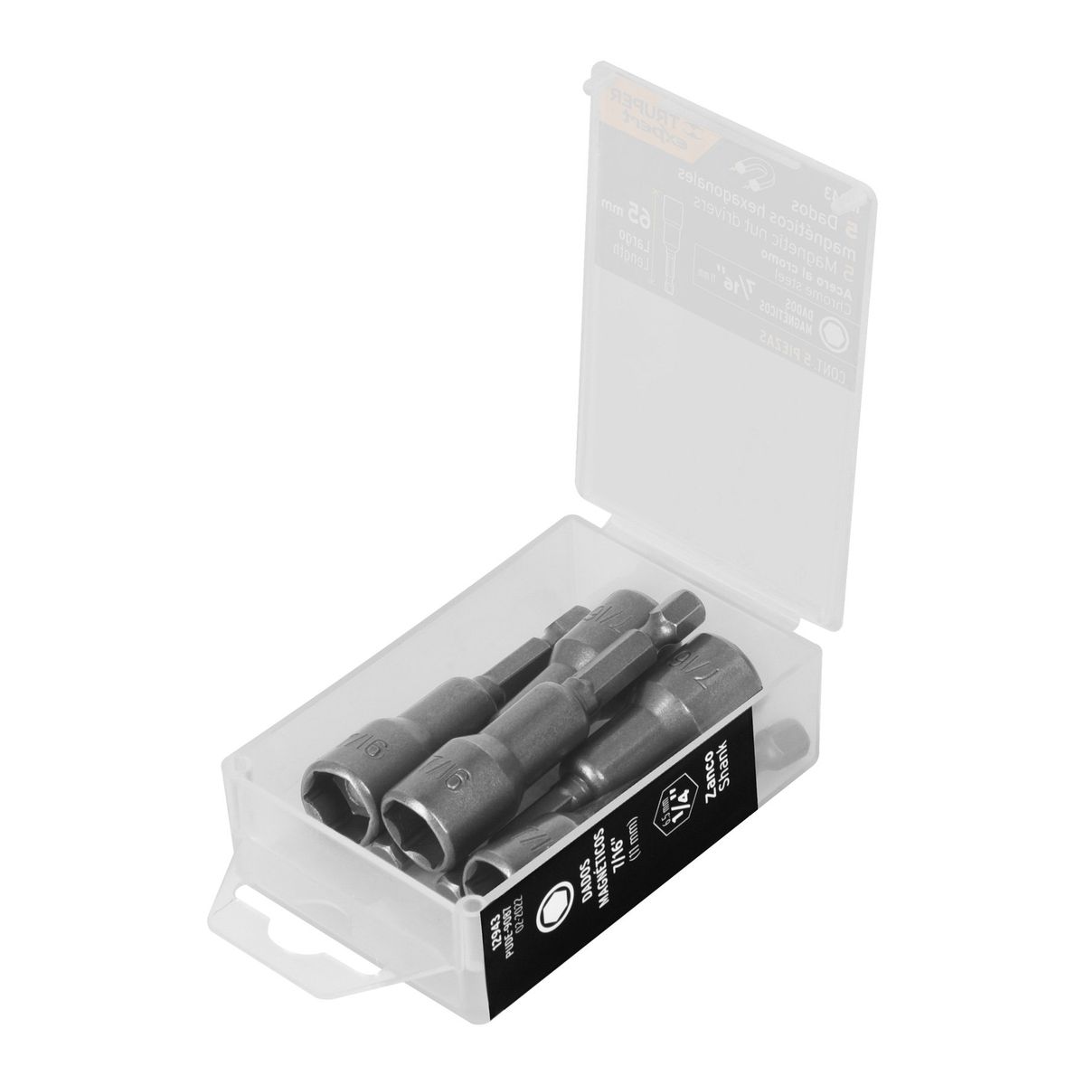 TRUPER - Estuche con 5 Dados Magnéticos de 7/16" Largo 2-1/2"