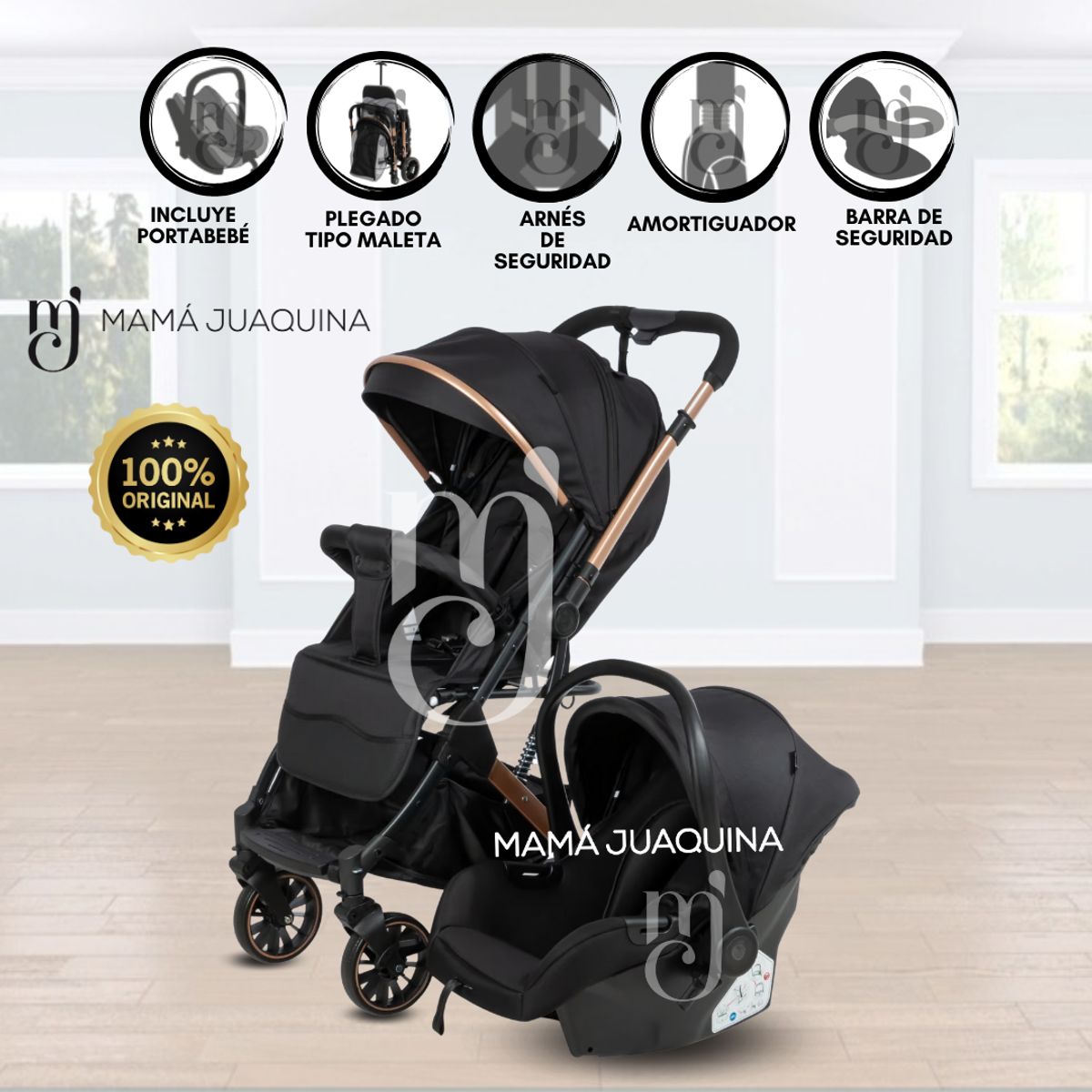 BEAUTIFUL - Coche Moisés Travel System «J´ SPARROW» Porta Bebé Black