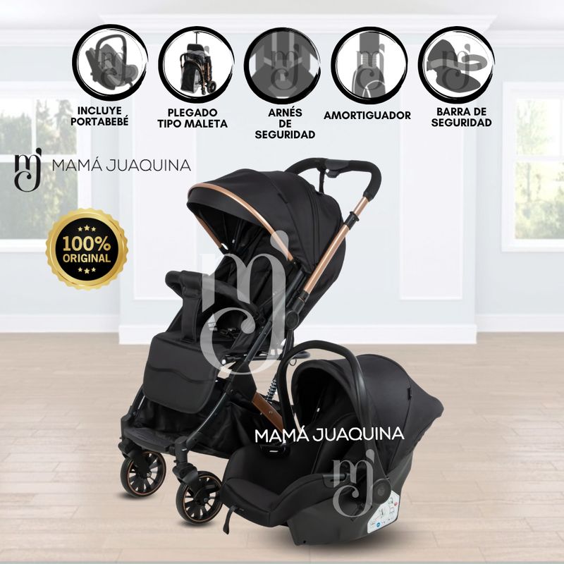 BEAUTIFUL - Coche Moisés Travel System «J´ SPARROW» Porta Bebé Black