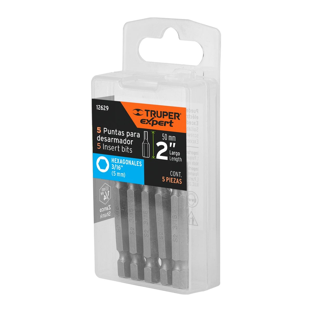 TRUPER - Estuche con 5 Puntas Hexagonales de 3/16 mm Largo 2 Pulg