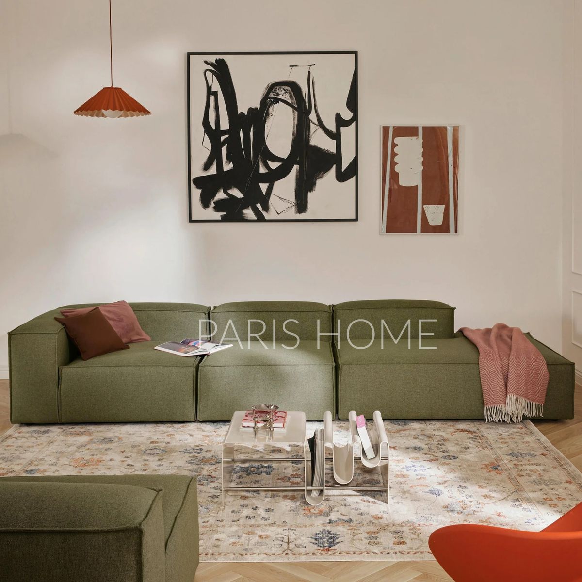 GENERICO - Seccional Izquierdo Divan Modular Grande Monarch Tejido - Verde Oliva