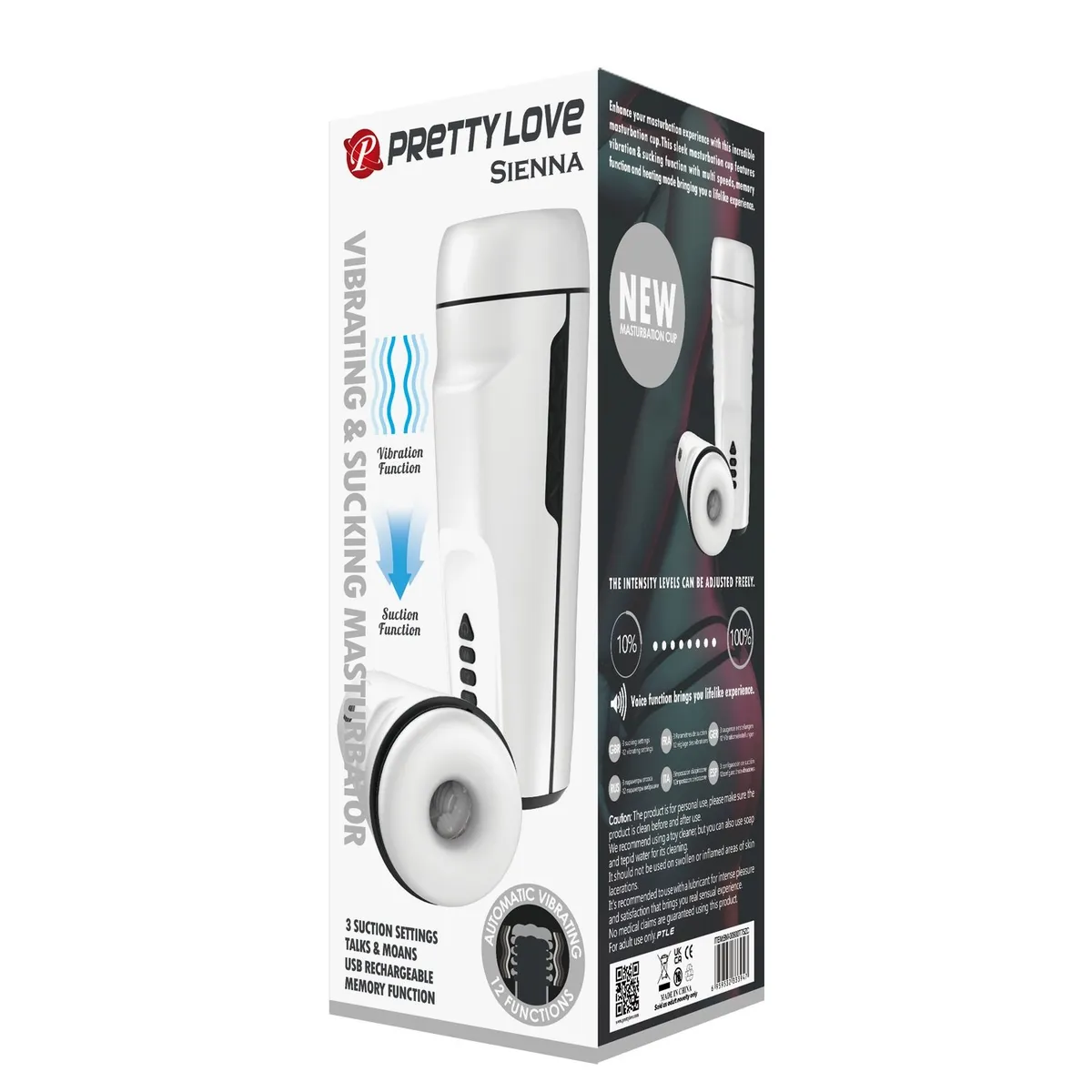 PRETTY LOVE - Masturbador Vibrador Automático Hombre Sienna Succión y Vibración USB