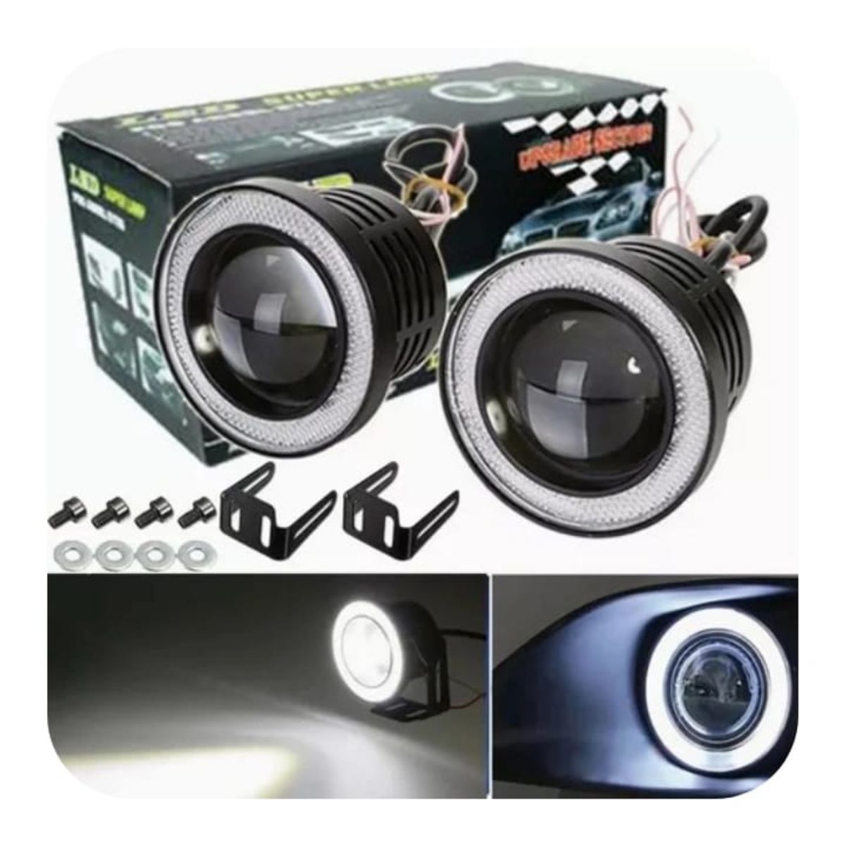 GENERICO - Par De Faros Antiniebla Led 3,5 pulgadas Ojos De Ángel