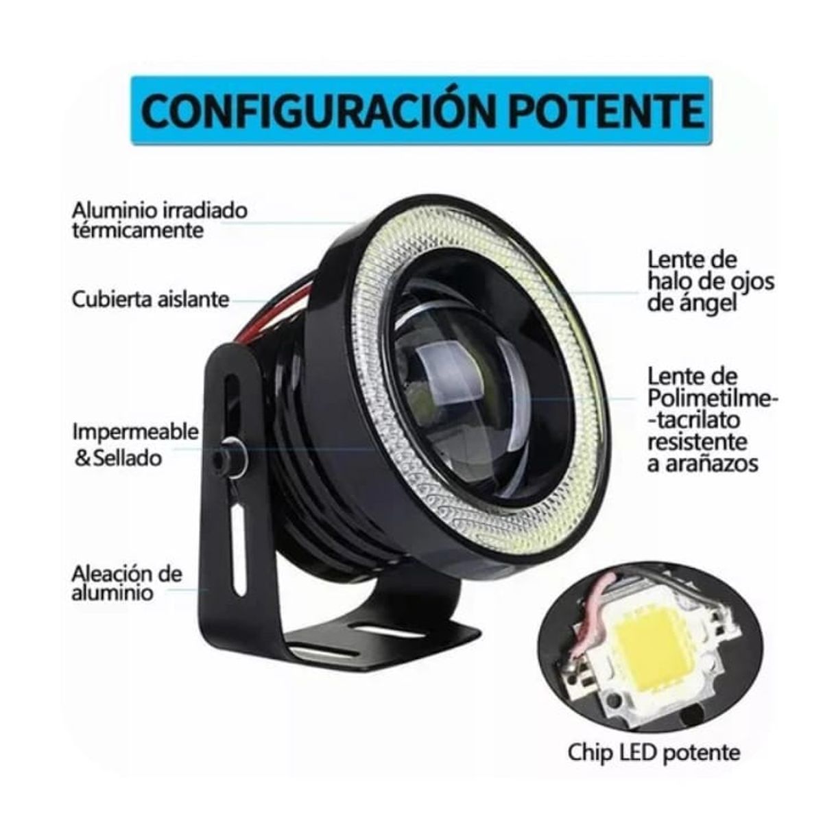 GENERICO - Par De Faros Antiniebla Led 3,5 pulgadas Ojos De Ángel