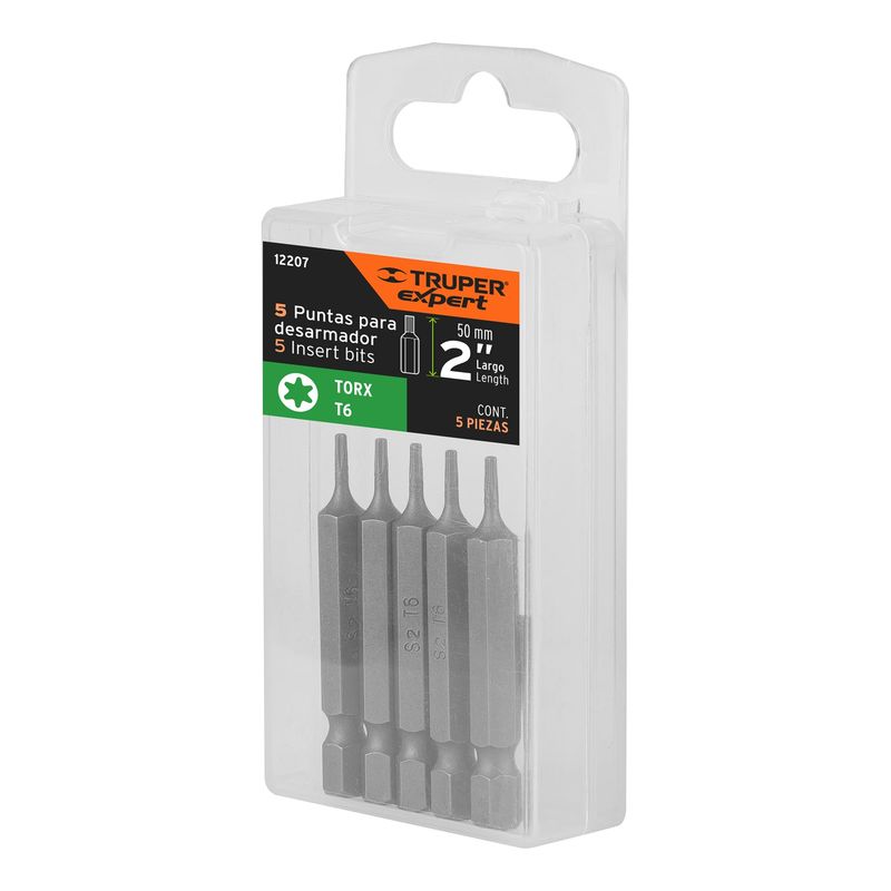 TRUPER - Estuche con 5 Puntas Torx T6 Largo 2 Pulg