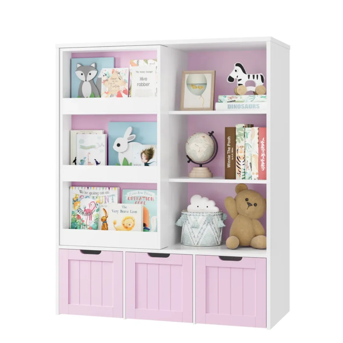 GENERICO - Estante Organizador Librero Infantil Cassiel Blanco y Rosa Petrox Home