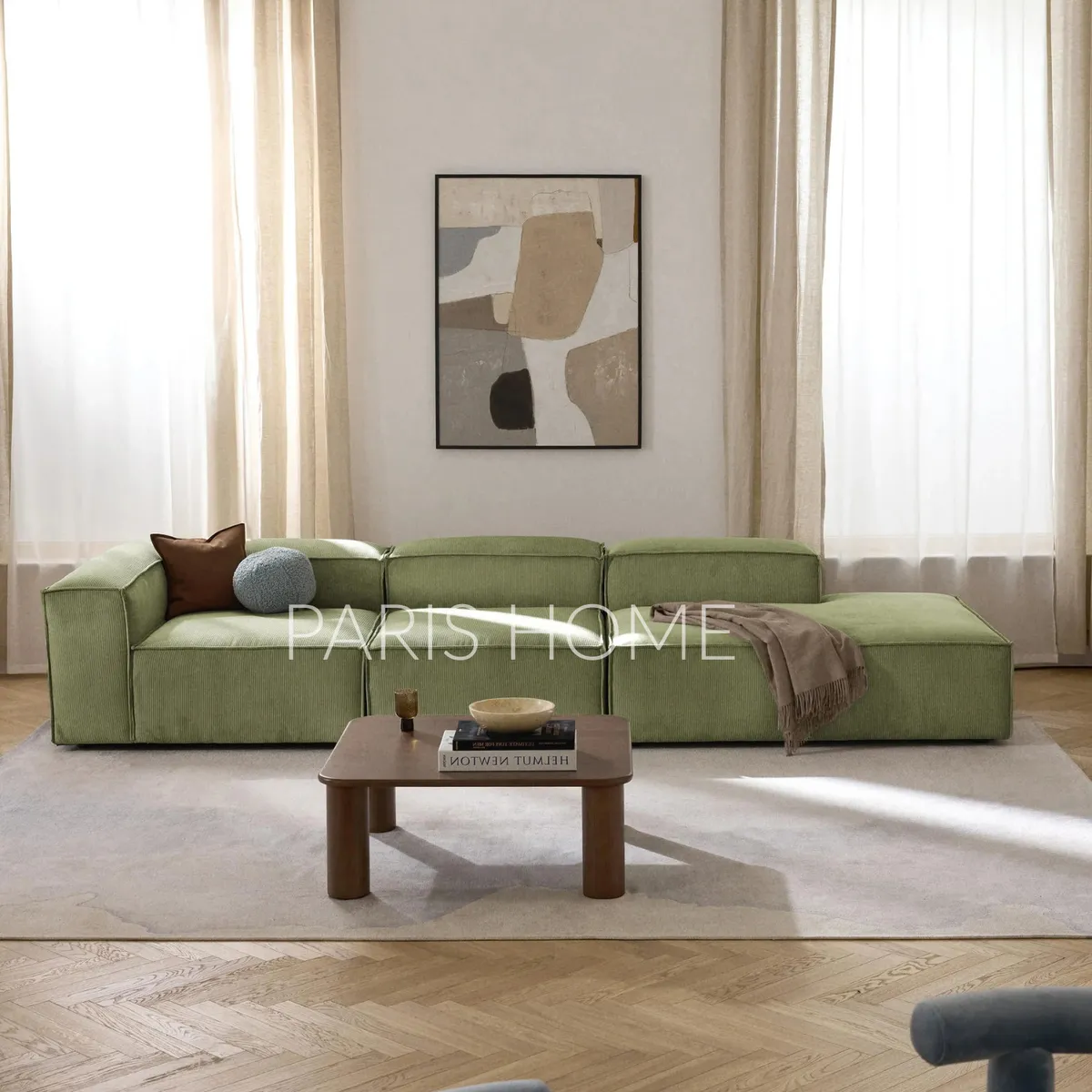 GENERICO - Seccional Izquierdo Divan Modular Grande Monarch Pana - Verde Oliva