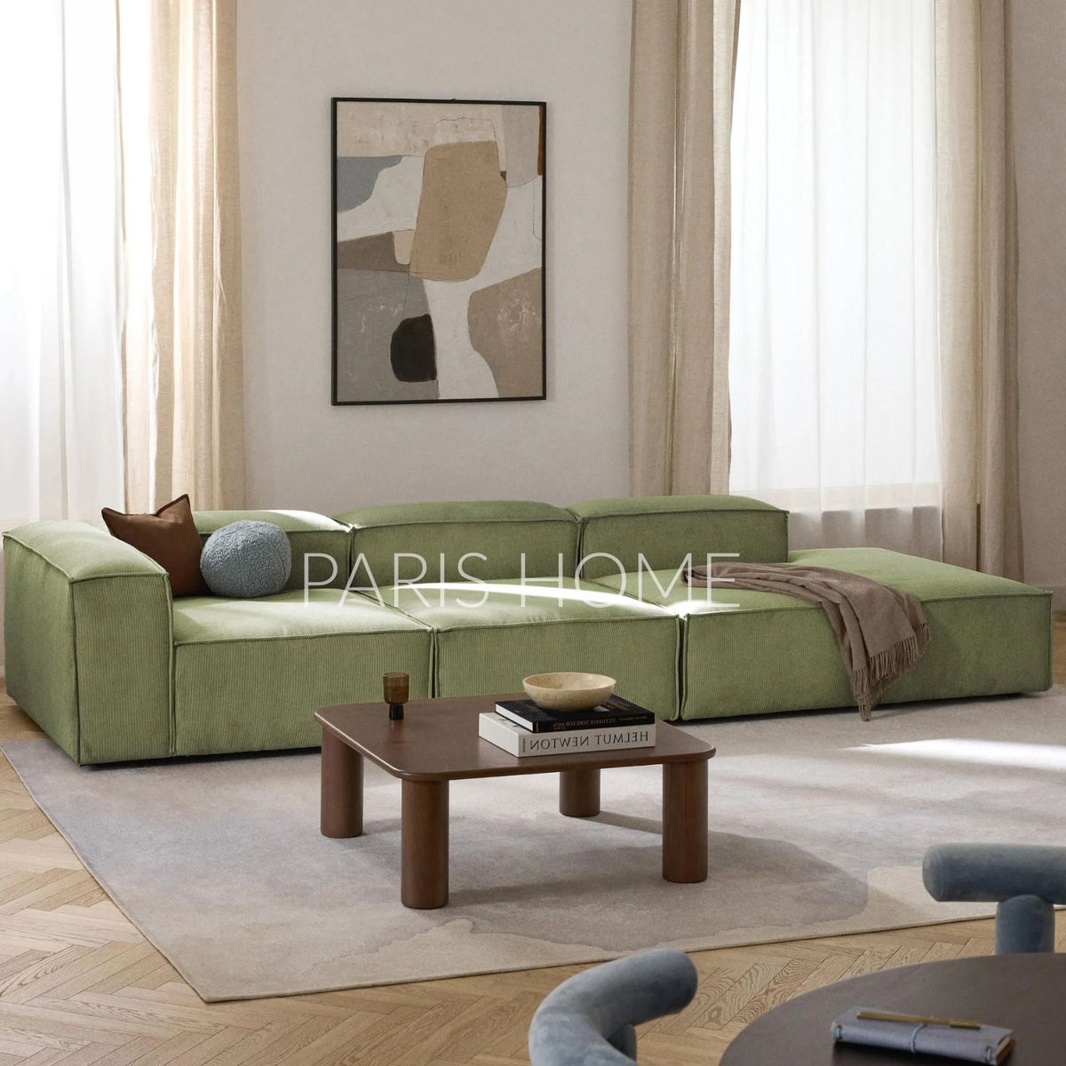 GENERICO - Seccional Izquierdo Divan Modular Grande Monarch Pana - Verde Oliva