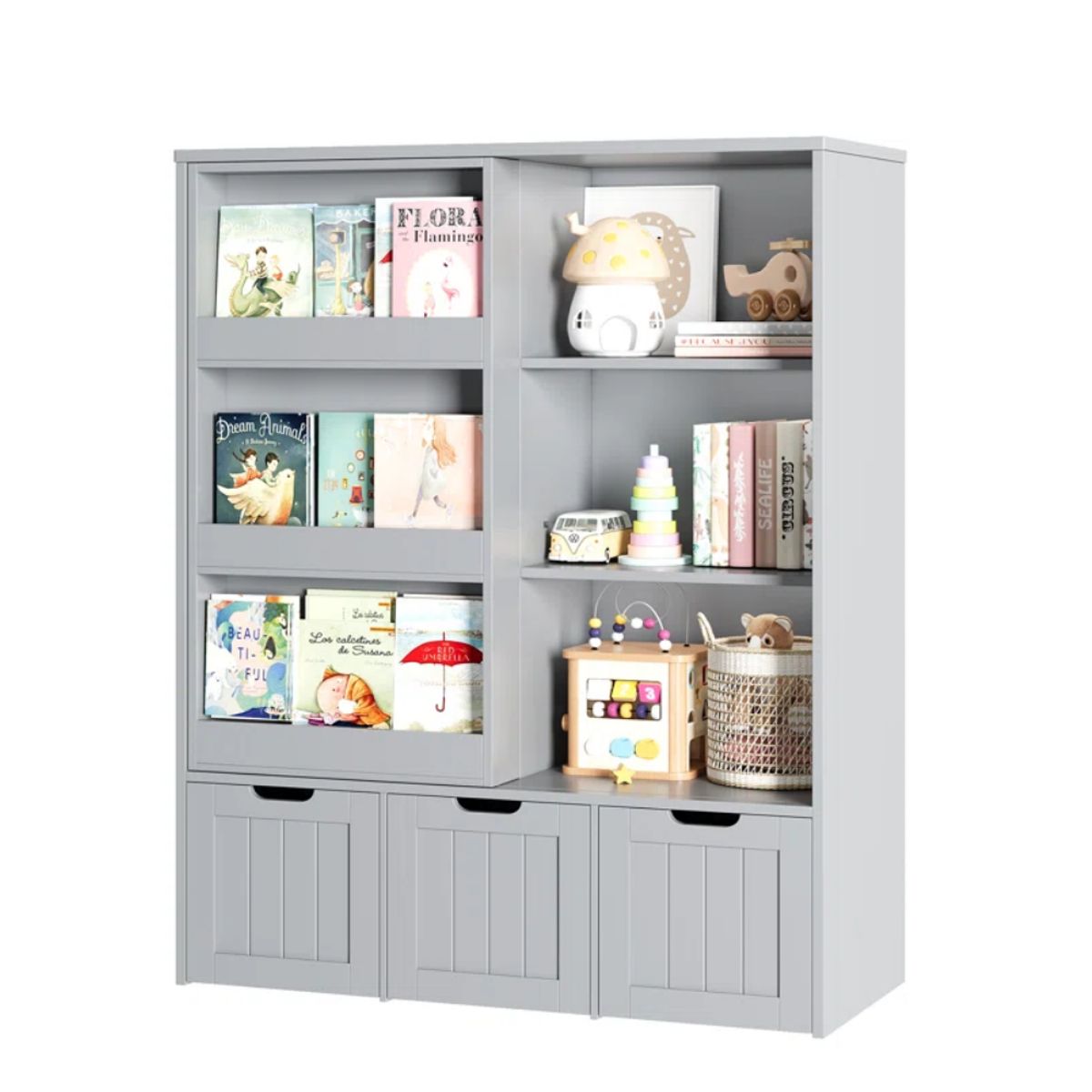 GENERICO - Estante Organizador Librero Infantil Cassiel Gris Petrox Home