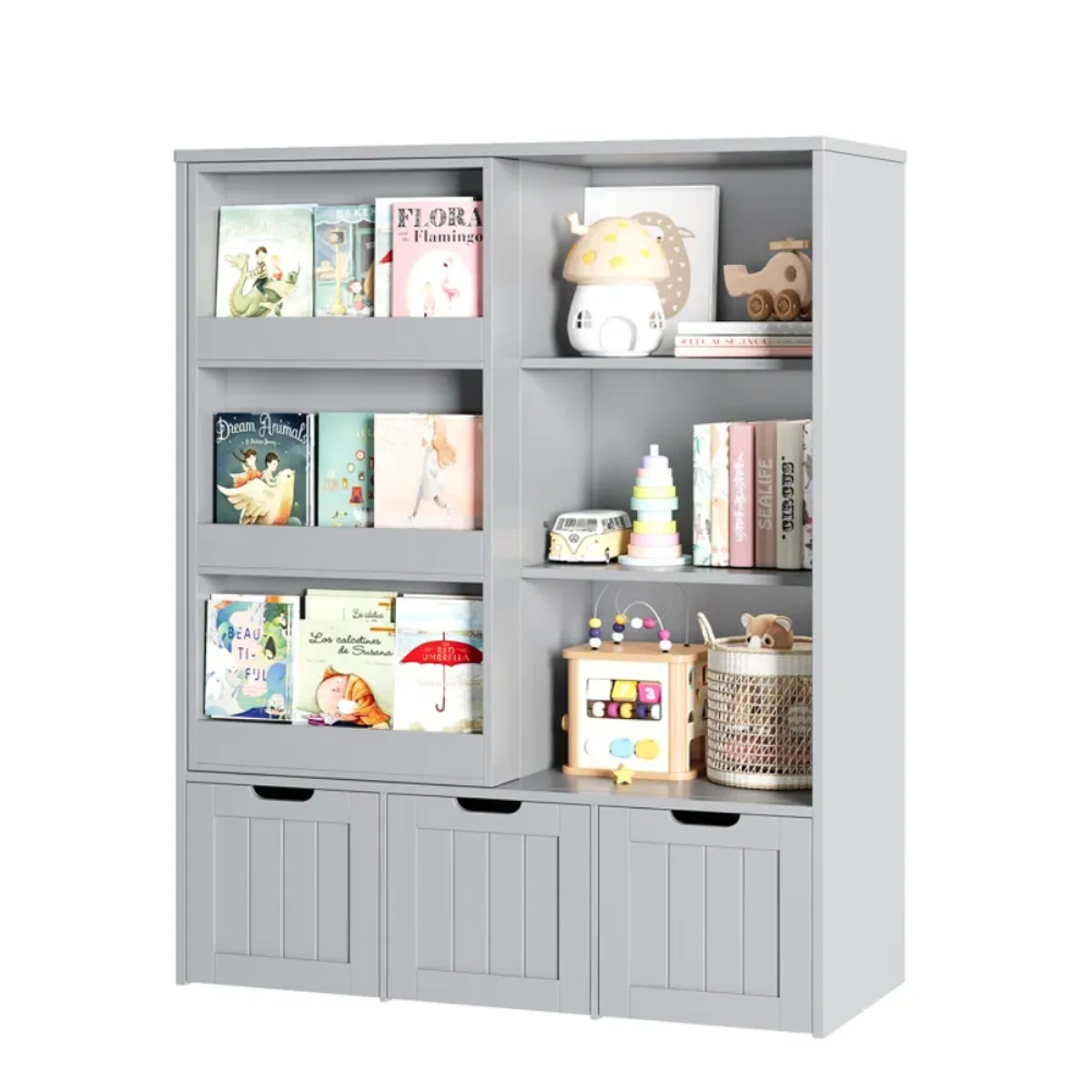 GENERICO - Estante Organizador Librero Infantil Cassiel Gris Petrox Home