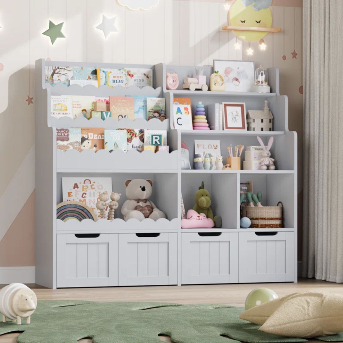 GENERICO - Estante Organizador Librero Infantil Balu Gris Petrox Home