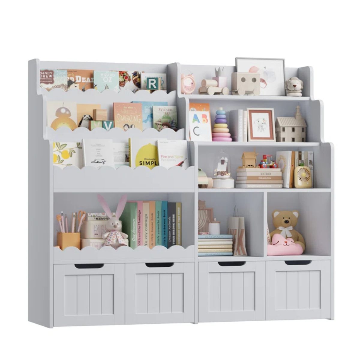 GENERICO - Estante Organizador Librero Infantil Balu Gris Petrox Home