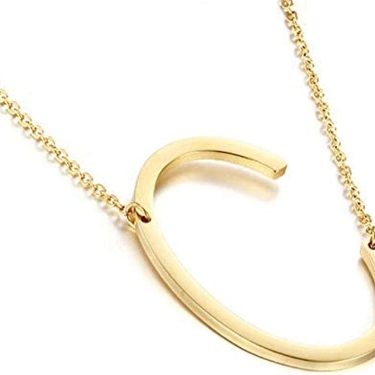 GENERICO - Collar con inicial en acero inoxidable C