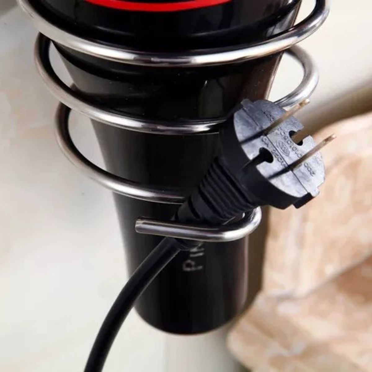 GENERICO - Portasecador de Cabello en Espiral  Acero Inoxidable