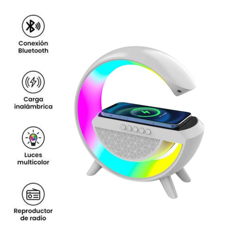 GENERICO - LAMPARA G PARLANTE BLUETOOTH CON CARGA INALAMBRICA PARA CELULARES