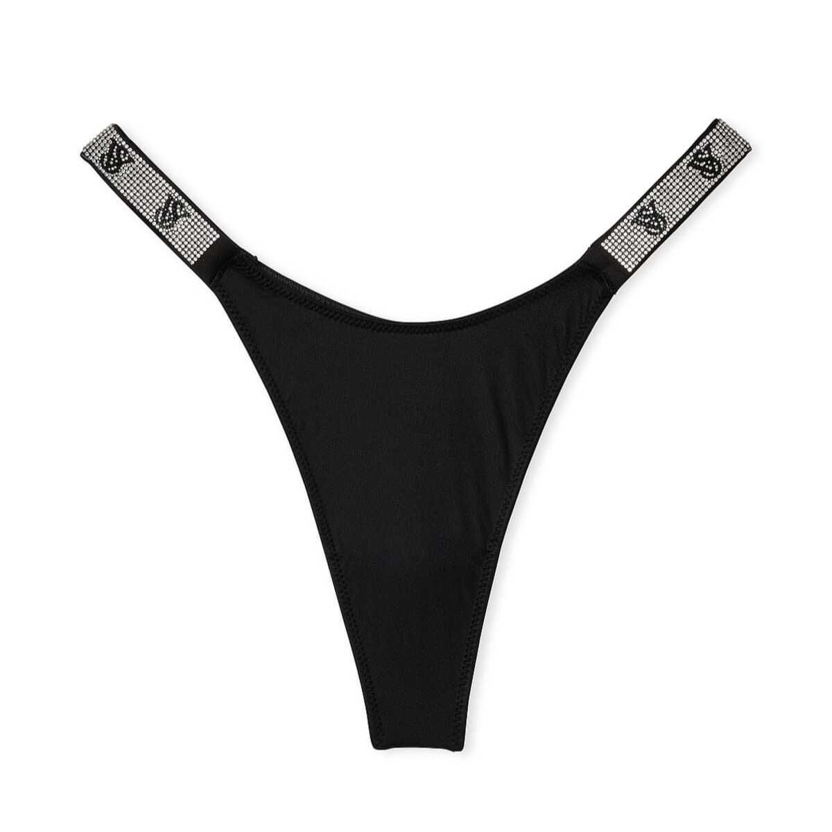 VICTORIA'S SECRET - Panty Tanga de Tira Brillante negro Victorias secret
