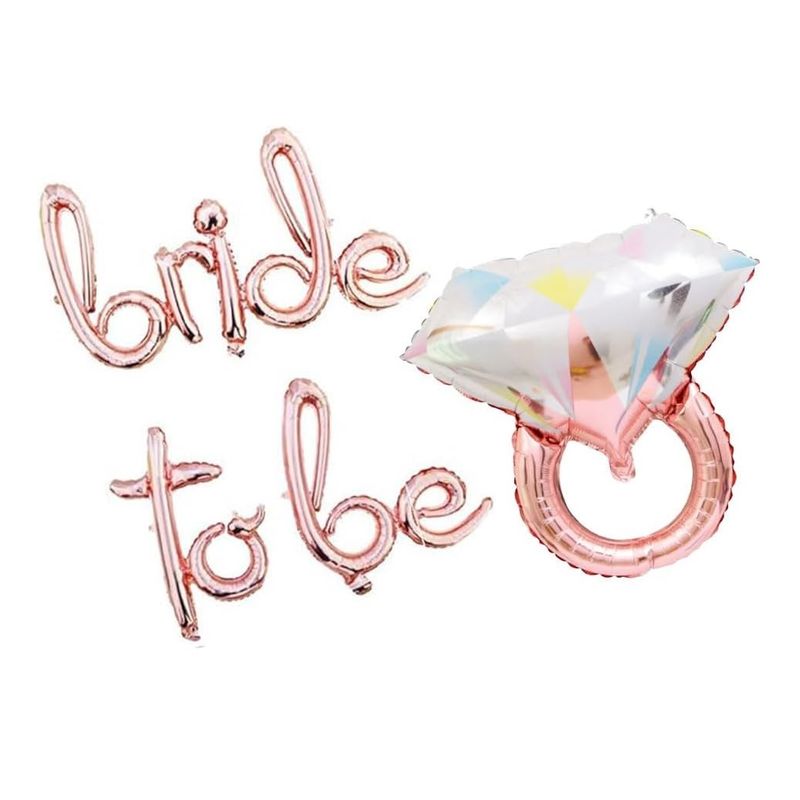 GENERICO - Globos bride to be y anillo oro rosa despedida de soltera