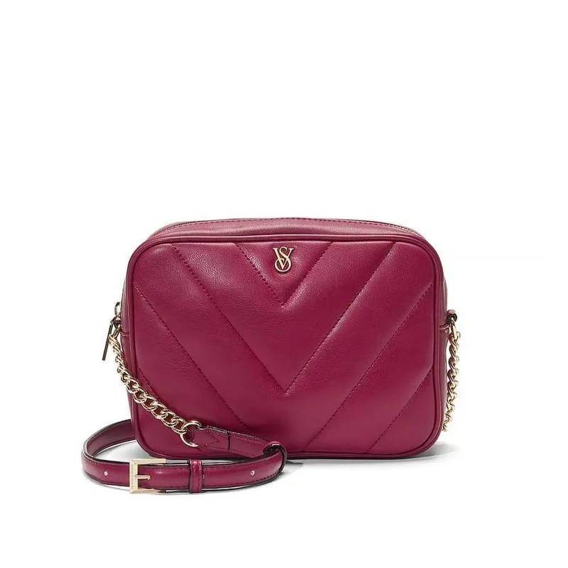 VICTORIA'S SECRET - Cartera Crossbody Guinda con dorado Victorias Secret