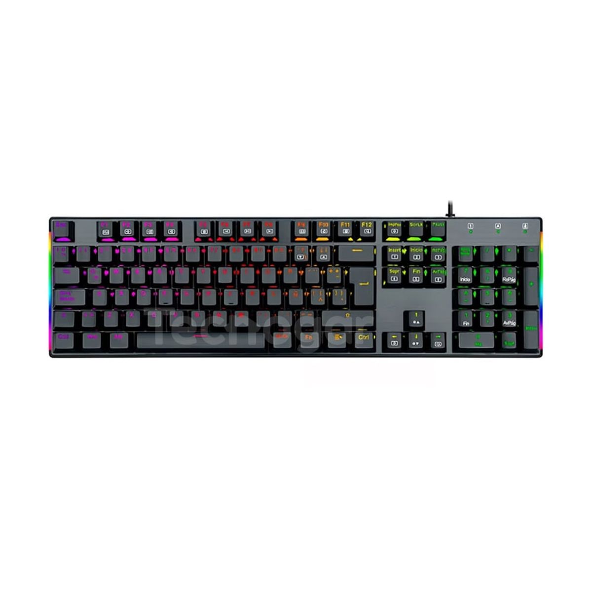 SEISA - Teclado Gamer Mecánico Retroiluminado con Luces Led RGB 104 Teclas