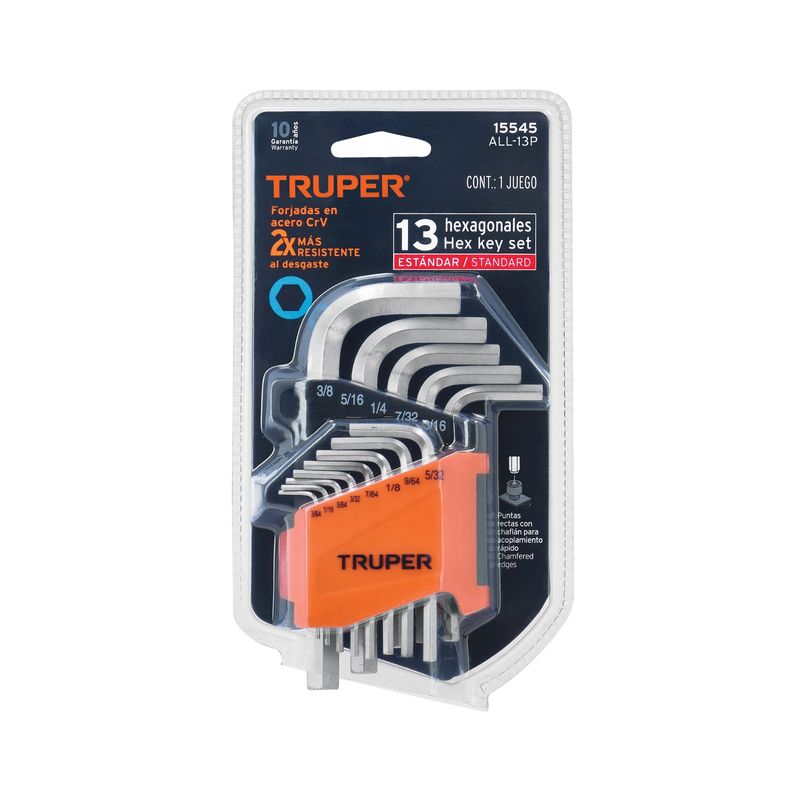 TRUPER - Juego 13 Llaves Allen mm Punta Hexagonal con organizador