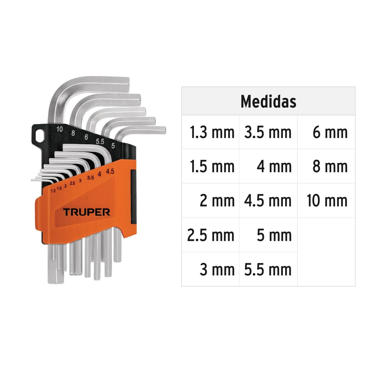 TRUPER - Juego 13 Llaves Allen mm Punta Hexagonal con organizador