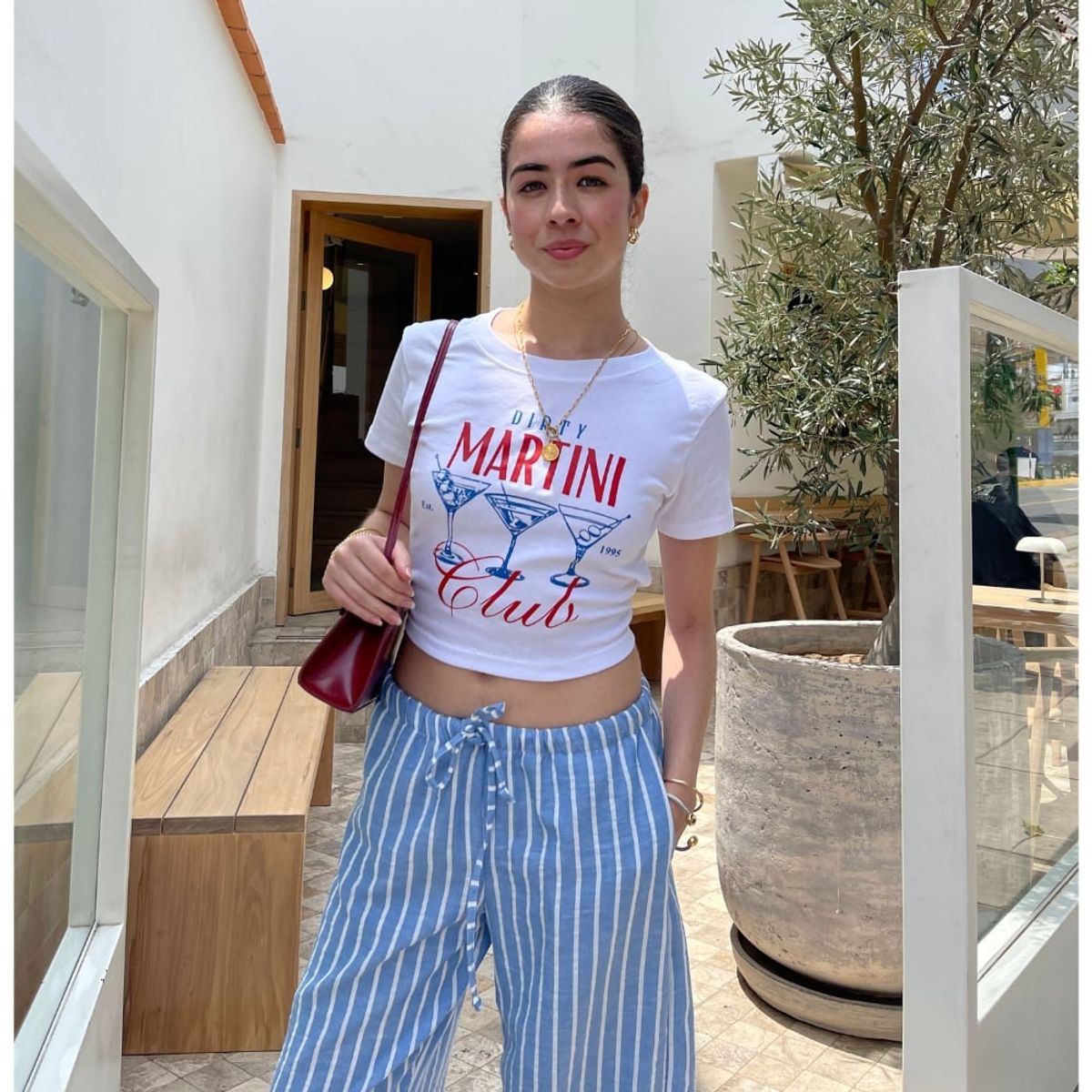 BETWEEN US - Polo Baby Tee Martini Rojo