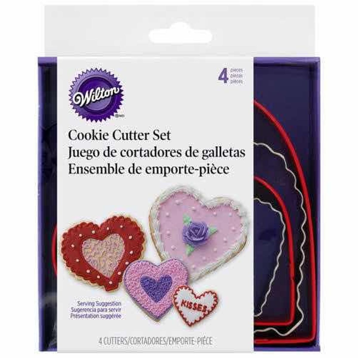 WILTON - Juego de cortadores de galletas 4 pzas  de forma de corazones