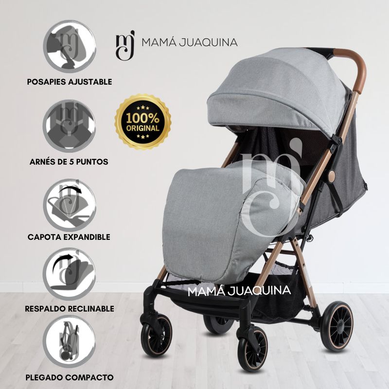 BEAUTIFUL - Coche Maleta para Bebé «SAFFE» De Fácil Plegado Gray