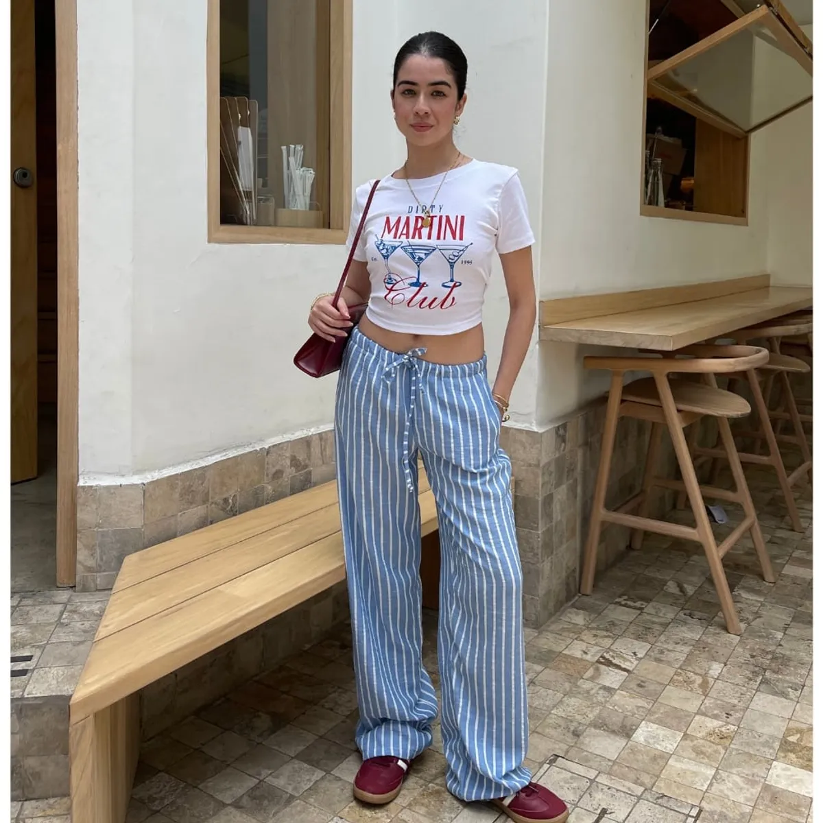 BETWEEN US - Pantalón de Lino Solé Celeste