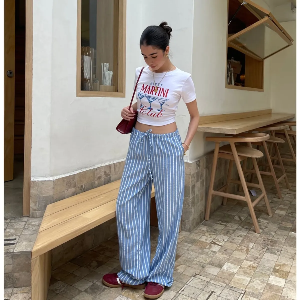 BETWEEN US - Pantalón de Lino Solé Celeste