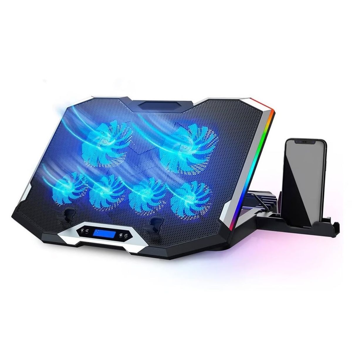 CYBERCOOL - Cooler Laptop 6 Ventiladores Gamer + Soporte de Celular 17" HA-K9