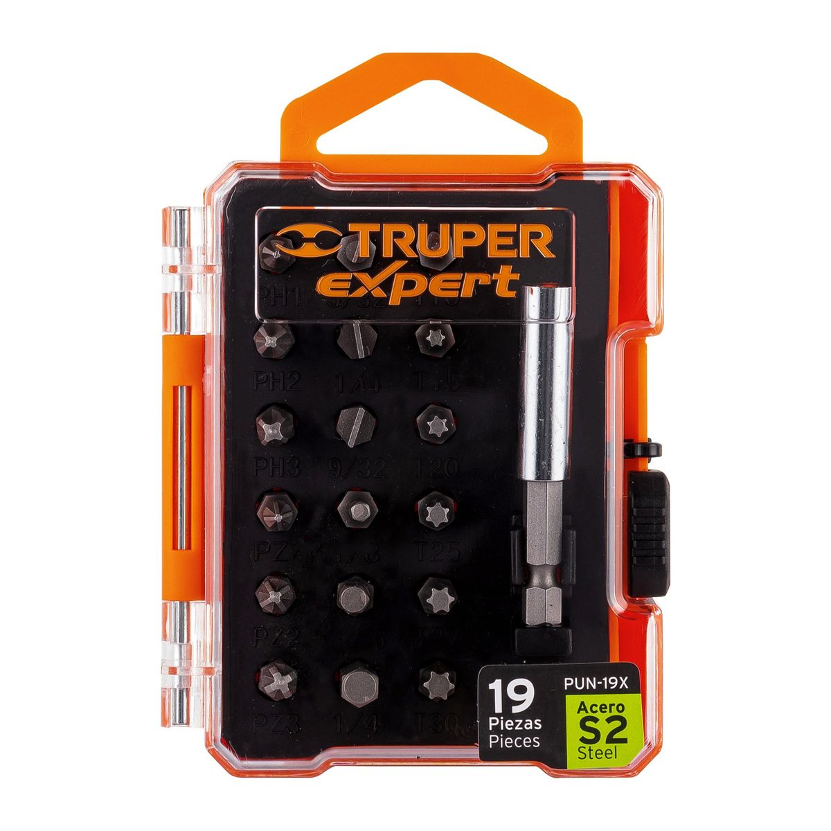 Truper - Juego de 19 Puntas Mixtas Largo 1 Pulg  Estuche Plástico